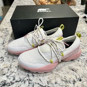 Brand New Sorel Kinetic Impact Lace White, Eraser Pink Sneakers Shoes